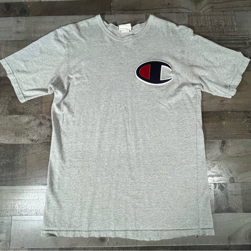 Champion Men's Heritage Tee Big C Embroidered Logo Light Gray T-Shirt Size Large